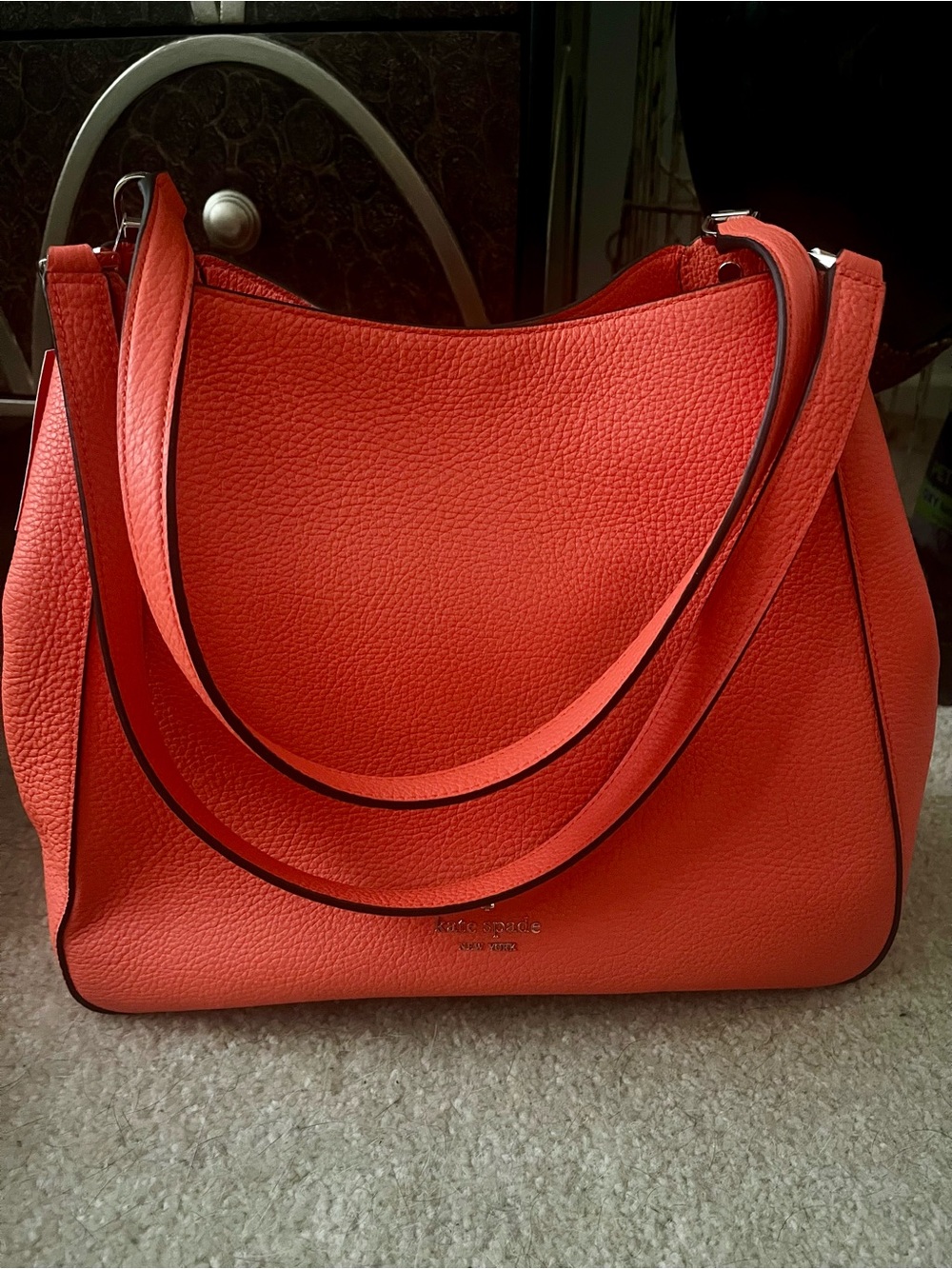 kate spade Orange Pebbled Leather Shoulder Bag